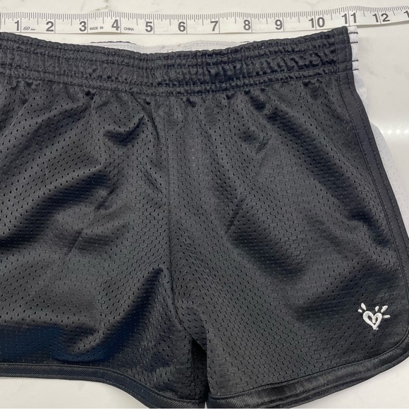 JUSTICE Active Mesh Athletic Shorts Black with White Side Stripes Girls Size 10 - Picture 6 of 7